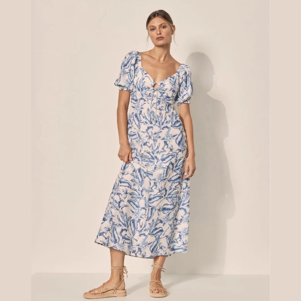 NWT! Kivari | Solange Keyhole Maxi Blue Botanical Floral Printed Summer Dress M